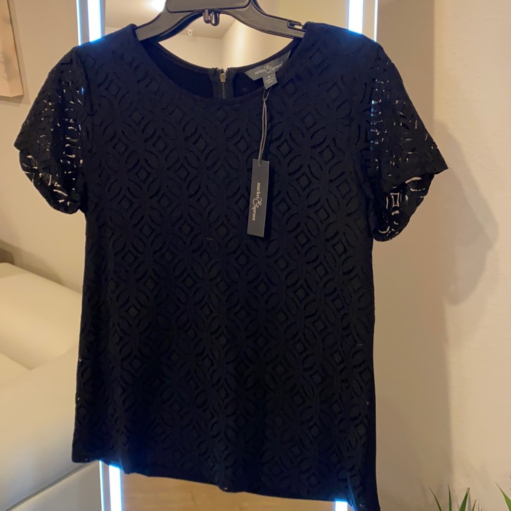 Black blouse, M. Tags attached.